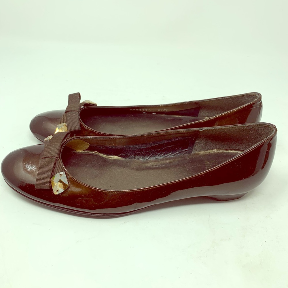 Stuart Weitzman Patent Leather Bow Ballet Flat 6.5
